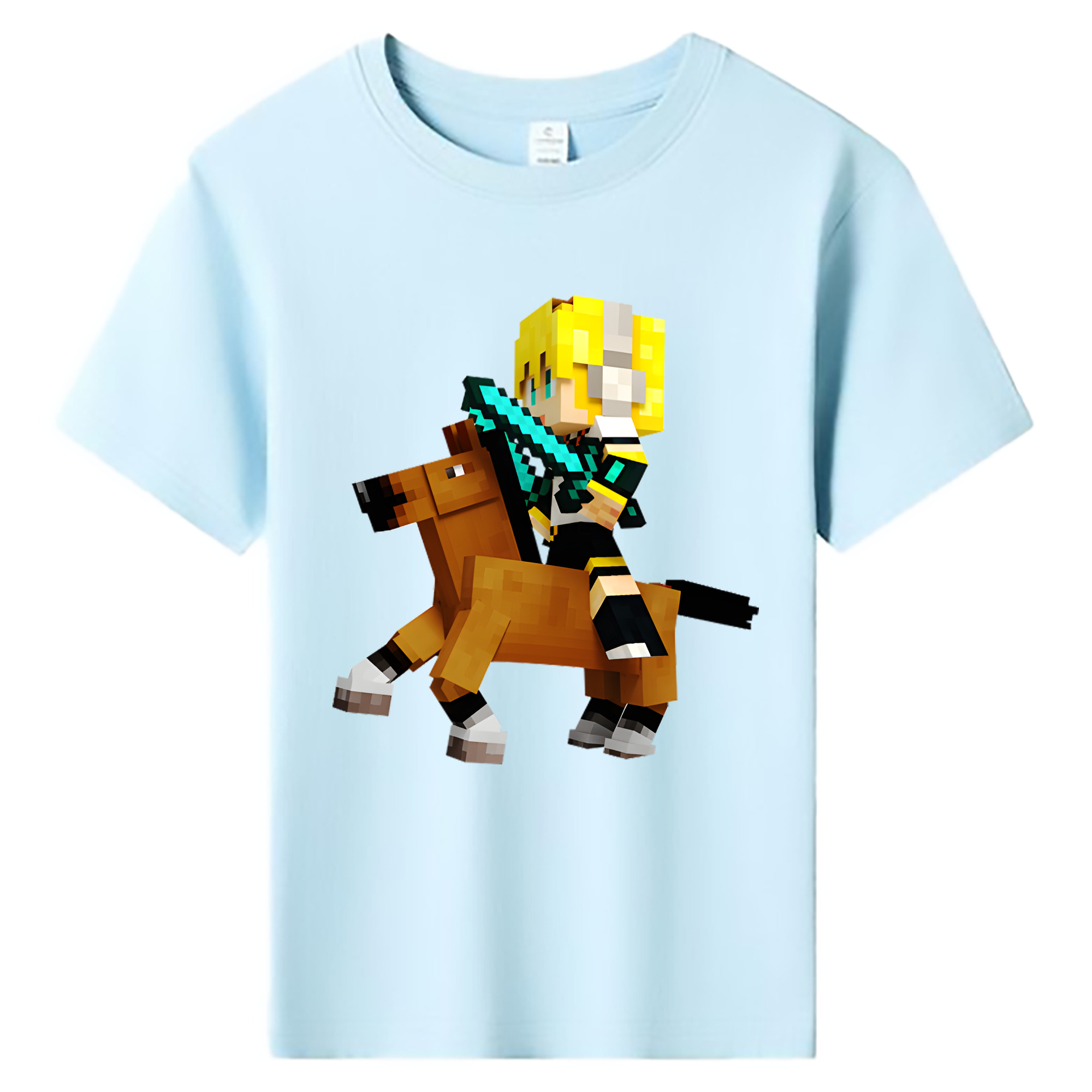 （画像用） マインクラフト ブロックの世界 Minecraft MC Block world 綿100％キッズTシャツ（フロントプリント）